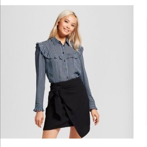 NWT Who What Wear Navy patterned button down XXL - Picture 7 of 9